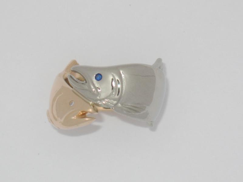 14K Gold/White Gold Sockeye Salmon Ring